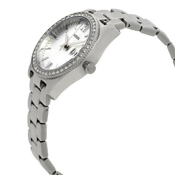 NWT Authentic Fossil Scarlette Crystal Silver Dial Women's Watch - Picture 2 of 3